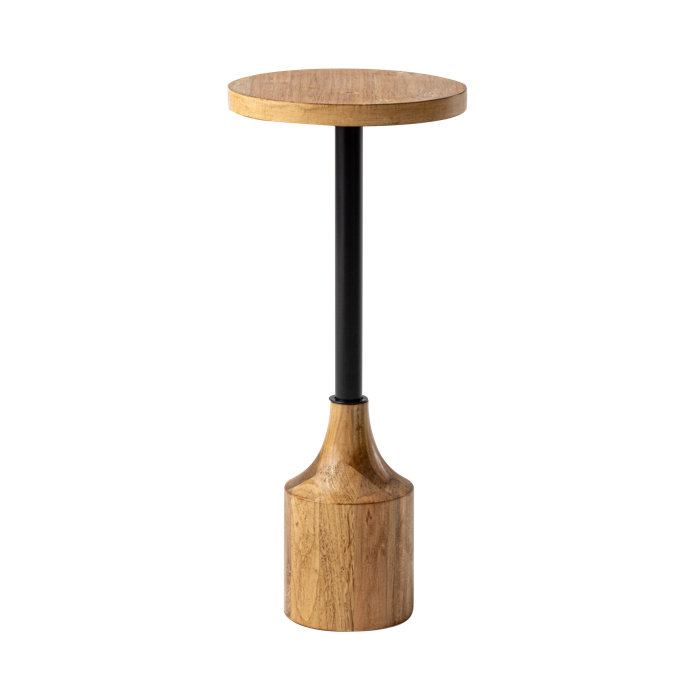 Millwood Pines Farmhouse Pedestal End Table, Rustic Wood Drink Table ...